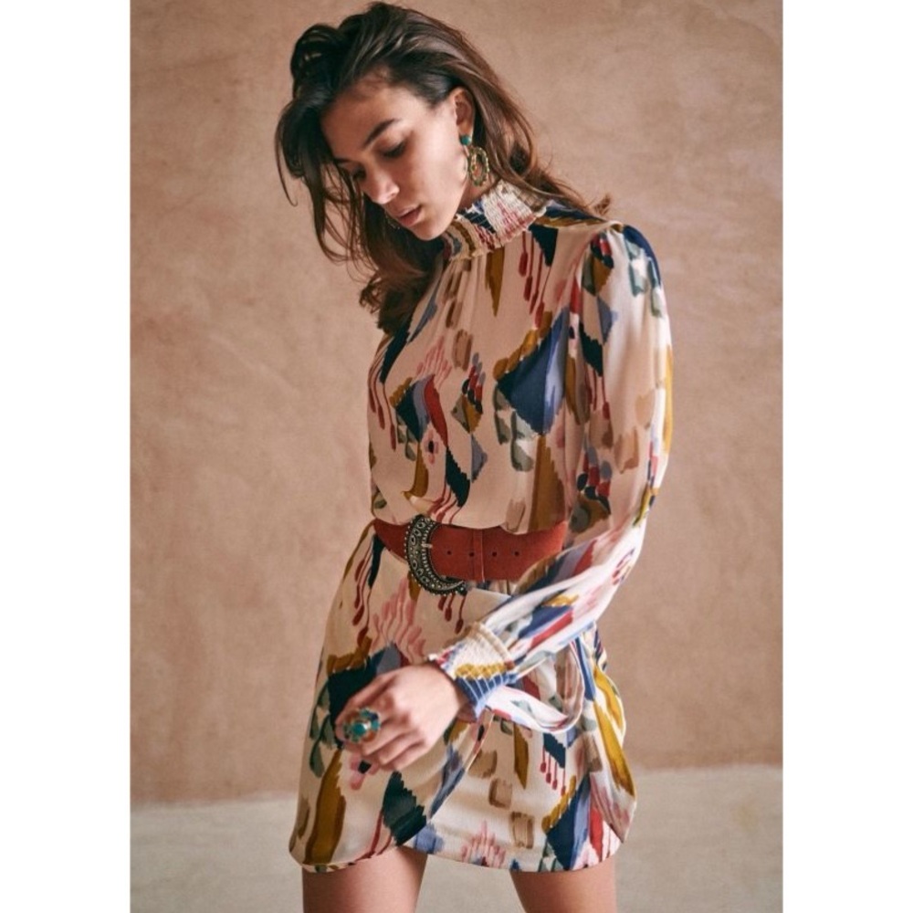 Sezane Palerme Dress Ikat Rainbow - Size 34